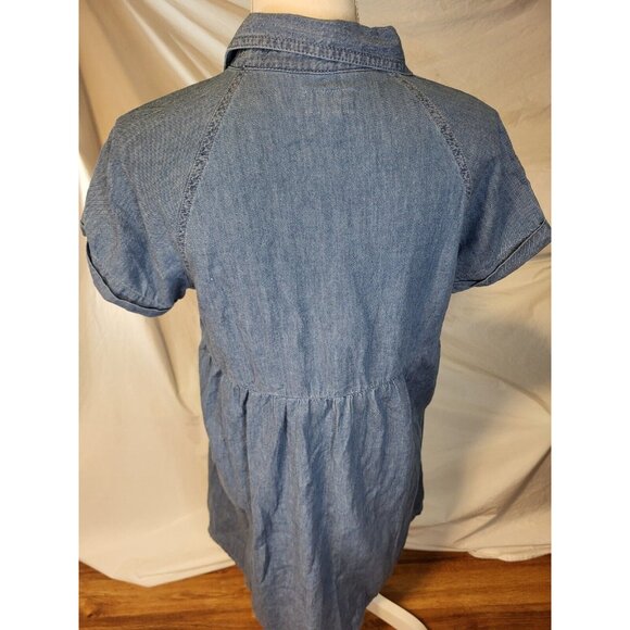 Pact Organic Cotton Babydoll Button Light Wash Denim Shirt Dress Sz S - Picture 4 of 5